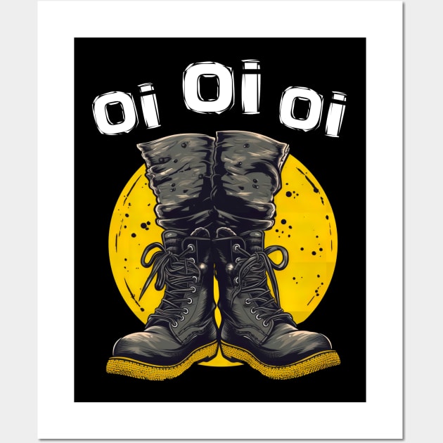 Oi Oi Oi Punk Rock Combat Boots - Skinhead Music Oi Punk Wall Art by Tshirt Samurai
